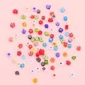 Bunte handgefertigte Blumenperlen für DIY-Schmuckherstellung in verschiedenen Farben - 1 Strang (ca. 37-45 Stück, Durchmesser 4-5mm) / Gemischt