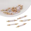 Elongated baroque pearl pendant with gold plating and double loops for DIY jewelry - Long Irregular Shape / 1 Piece (Length approx. 25-40mm, Hole approx. 1.5mm) / Pearl Natural