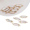 Baroque freshwater pearl pendant with irregular gold plating for DIY jewelry - Bar / 1 Piece (Length approx. 23-28mm x Width 6mm) / Pearl Natural