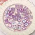 Iridescent purple cube alphabet beads with white letters for DIY jewelry and crafts - 12x12mm (10 Pieces/Pack - Random Letters) / Light Purple