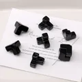 Glossy black Tetris shaped acrylic beads for DIY jewelry making and phone chain crafts - 4 Pieces Pack / Black