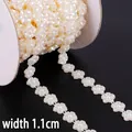 Creamy white 1.1cm ABS flower pearl chain roll for wedding dress and DIY hair accessories - Flower Style