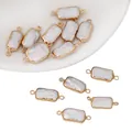 Rectangle natural pearl connector in gold plated frame for DIY necklace and bracelet - Rectangle / 1 Piece (Approx. 10x23mm, Hole approx. 1.5mm) / Pearl Natural