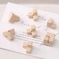 DIY cream acrylic block bead in T-shape with hole for handmade jewelry making - 4 Pieces Pack / Khaki