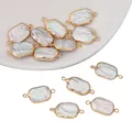 Irregular natural freshwater pearl pendant with gold plating and double hanging loops - Oval / 1 Piece (Approx. 12x25mm, Hole approx. 1.5mm) / Pearl Natural