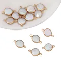 Baroque pearl connector with gold plated irregular rim for DIY necklace jewelry making - Flattened Round / 1 Piece (Width approx. 11-12mm, Hole approx. 1.5mm) / Pearl Natural
