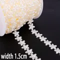 1.5cm width ivory white ABS pearl chain with five-petal flower lace design for DIY crafts - Five-pointed Star