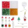 DIY Christmas jewelry making kit with red and green crystal beads, charms, and 6M elastic cord - Christmas Bead Kit (Approx. 1445pcs)