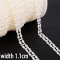 Chaîne de perles ABS blanc crème à double rangée, largeur 1,1 cm pour bricolage - 1,1 cm de large x 2 m/paquet
