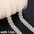1.4cm wide four-row white faux pearl bead chain for DIY wedding dress accessories - Multi-Row Beads Style