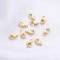 Lot de neuf fermoirs mousquetons en cuivre plaqué or 14K pour la création de bijoux - 10mm (1 Pièce) / Plaqué Or 14K