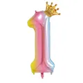 32-inch regenboog cijfer 1 ballon met gouden kroon voor de eerste verjaardag van baby - Gradiënt Getal 1 Met Kroon / 32 inch