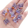 Perline di pesce in vetro a lume fatte a mano con strisce viola per gioielli - 18x15mm (Confezione da 1) / Viola