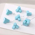 DIY blue acrylic L-shaped modular building block beads for handmade jewelry crafts - Lake Blue