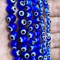 Blue Millefiori Evil Eye glass beads in five different sizes for DIY jewelry making - 4mm-Small Style (Approx. 98 Pcs) / Sapphire Blue