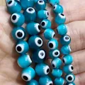 Blue glass evil eye beads for DIY jewelry making and handicraft accessories - Lake Blue