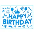 Blaue Happy Birthday Cartoon Aufkleber für Bobo Ballons Deko mit Party Elementen - Blau