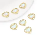 Goldene Herzanhänger mit schillernder Einlage für DIY Schmuckherstellung von Ketten - Hohlherz-Irisierender Stil (Nur Anhänger) / 1 Stück (17x16mm) / Gold