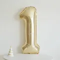 40-inch gold foil number 1 balloon with matching party hat for birthday decorations - 40 Inch White Gold Number 1