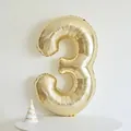 Champagne gold number 3 foil balloon for birthday party decorations and events - 40 Inch White Gold Number 3