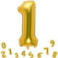 Golden 32-inch number 1 foil balloon with full 0-9 series for birthday party decoration - Number 1