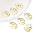 Goldener Tulpenanhänger Set mit hohlem ovalem Rahmen für DIY Halskette Schmuckherstellung - Tulpen-Blumenstil (Nur Anhänger) / 1 Stück (16x23mm) / Gold