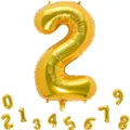 32-inch gold number 2 foil balloon for birthday party decorations with metallic shine - Number 2