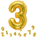 Golden 32-inch foil number 3 balloon for birthday party and festive celebration decorations - Number 3