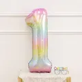 Ballon chiffre 1 en aluminium dégradé arc-en-ciel avec étoiles pour fête d'anniversaire - Chiffre 1