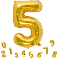 Ballon chiffre 5 doré de 32 pouces pour décoration de fête d'anniversaire et événements - Chiffre 5