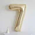 40-inch champagne gold number 7 foil balloon with party hat for birthday decoration - 40 Inch White Gold Number 7