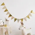 Detail of mirror gold and textured triangle bunting banners for elegant party decoration - Hot Stamping Triangle Banner / Gold