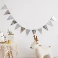 Silver mirror and chevron triangle bunting banner for birthday party wall decoration - Hot Stamping Triangle Banner / Silver