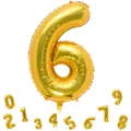 Ballon chiffre 6 doré de 32 pouces pour anniversaires et décorations de fête - Chiffre 6