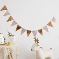 Detail of rose gold triangle bunting banner with mirror and wave patterns for party decor - Hot Stamping Triangle Banner / Rose Gold