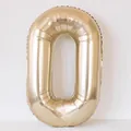 Champagne gold number 0 foil balloon for girl birthday party photo background decor - 40 Inch White Gold Number 0