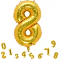 Ballon chiffre 8 doré de 32 pouces avec finition métallique champagne pour décor de fête - Chiffre 8