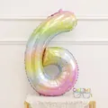 40-inch gradient rainbow number 6 balloon with star patterns for birthday party decor - Number 6