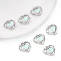 Exquisite silberne Herzanhänger mit opalisierendem Inlay für DIY-Schmuckherstellung - Hohlherz-Irisierender Stil (Nur Anhänger) / 1 Stück (17x16mm) / Silber