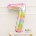 40-inch rainbow gradient number 7 balloon with star pattern for birthday party decoration - Number 7