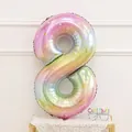 40 inch number 8 gradient rainbow balloon with stars for kids birthday party decoration - Number 8