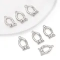 Silberne Hufeisen-Anhänger mit Strass-Einlage für DIY-Schmuck und Halsketten-Zubehör - Schleifen-Kunstperlenstil (Nur Anhänger) / 1 Stück/Packung (12x20mm) / Silber
