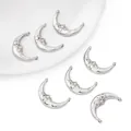 Mondsichel Anhänger aus Silberlegierung mit Doppelösen für DIY Halsketten und Schmuckherstellung - Mondgesicht-Stil (Nur Anhänger) / 1 Stück Packung (17X25mm) / Silber