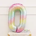 40-inch gradient rainbow number 0 balloon with star pattern for birthday party decor - Number 0