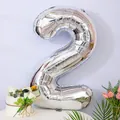Silver 32-inch number 2 aluminum foil balloon for birthday party decorations - Number 2 / Silver