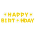 Gelbe Happy Birthday Girlande mit weißen Gänseblümchen für Party Raumdekoration - Lächeln Gänseblümchen Geburtstagsbanner