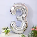 Large silver number 3 foil balloon decoration for birthday party celebration scene - Number 3 / Silver