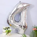 Silver 32-inch number 4 foil balloon for birthday party and celebration decoration - Number 4 / Silver