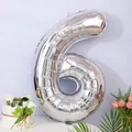 Large 32-inch silver number 6 foil balloon for birthday party decorations and celebrations - Number 6 / Silver