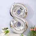 Silver 32-inch number 8 foil balloon for birthday party and festive event decoration - Number 8 / Silver